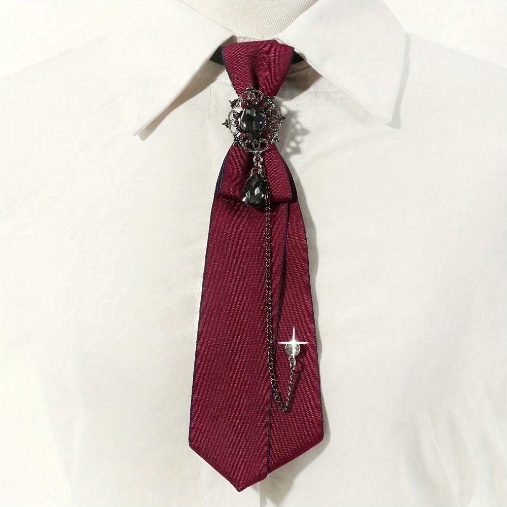 Crystal Zinc Zinc Alloy Rhinestone Necktie Choker Pre-tied Tie Fashion Metal Chain Brooch  Daily