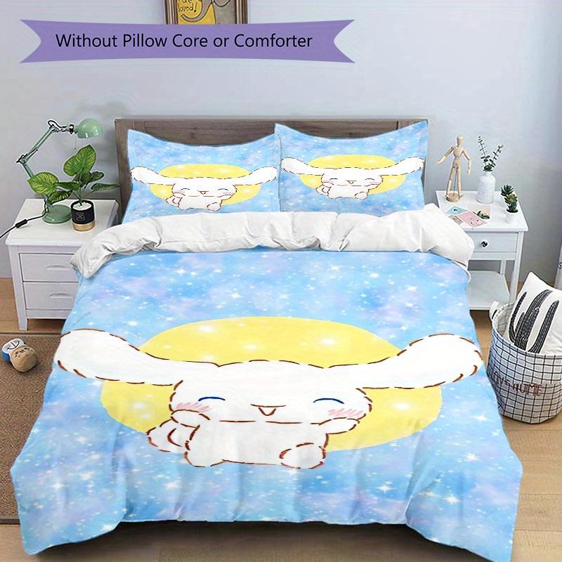 3pcs Shiny Cinnamoroll Sanrio Bedding Set - 1 Soft Quilt Cover + 2 Pillowcases, Machine Washable - Suitable for All Seasons, Perfect Gift fo
