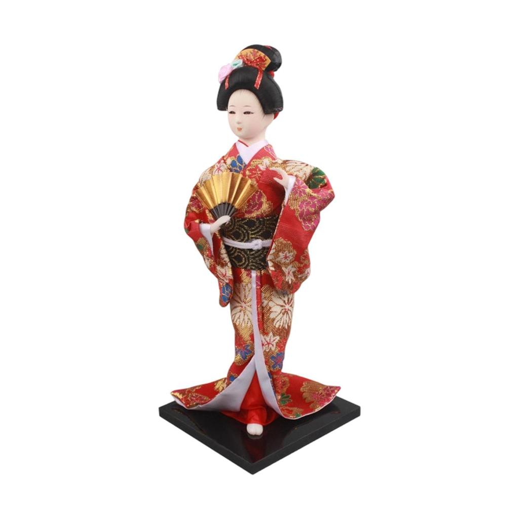 11.81inch Japanese Kimono Doll Desktop Ornament, Lady Figurine, Asian Geisha Figurine for Cabinet