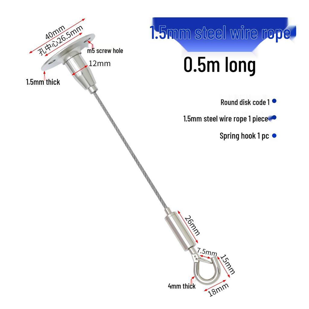 Adjustable Steel Wire Rope Hanging Kit with Chandelier Lock and Buckle