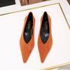 Fashion Flat Heeled Shoes for Women 2025 Spring and Autumn Simple and Slim with A Shallow Mouth Pointed Suede Women's Shoes Plain Pumps