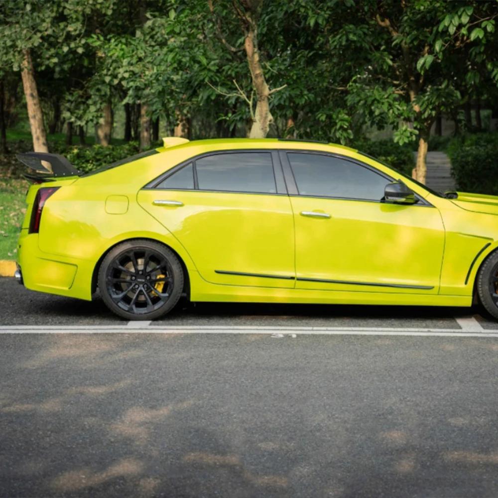 Ksticker Lemon Yellow High Gloss Color Sticker Vinyl Wrap Vehicle Bike Whole Body Film Decal PET Self Adhesive Air Release Cover