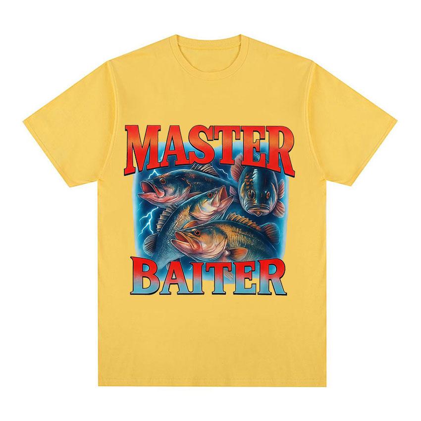 Master Baiter Fishing Humor Bass Funny Meme Graphic 100cotton Unisexs Shirt ONeck Short Sleeve Womens Fashion Oversized TShirt