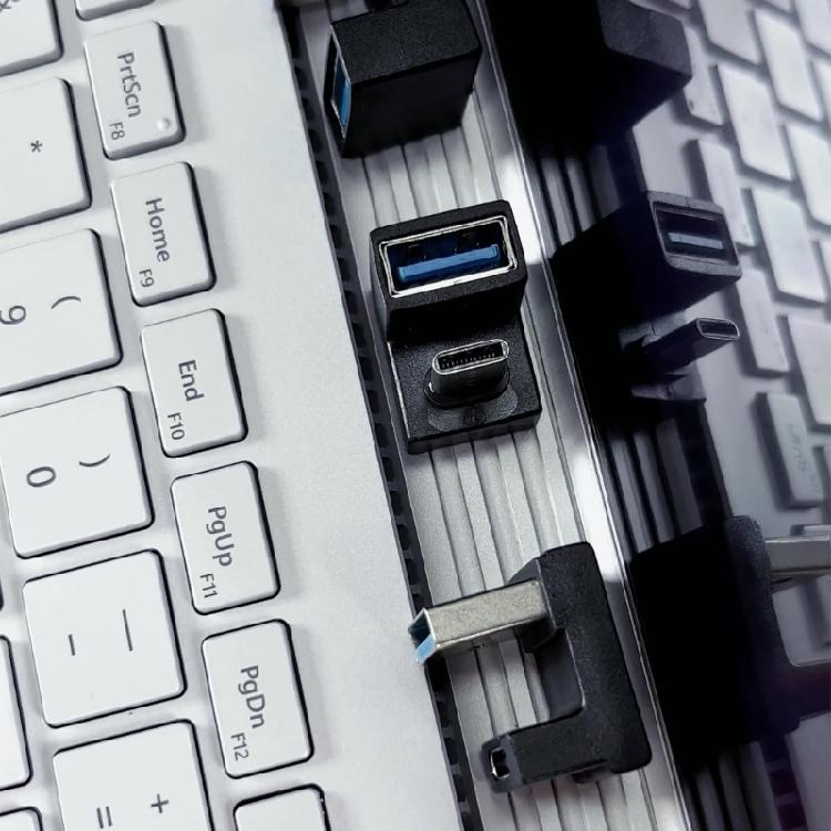 Space Saving 90° Angle USB Type C Connectors Anti Interferences Fast Charging Adapter 10Gbps For Work Environment