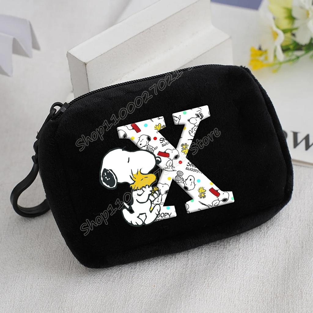 Snoopy Coin Purse Kawaii Cartoon Mini Wallet Man Woman Zipper Purse Fashion Anime Black Money Card Storage Bags Birthday Gift