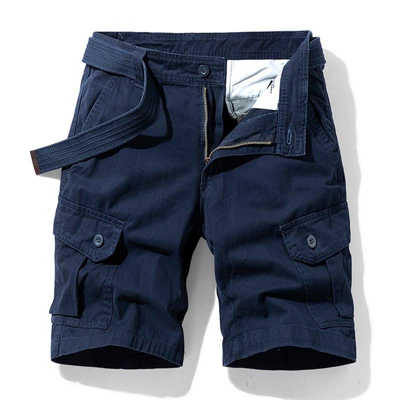 Men Summer Solid Casual Classic Cargo Shorts Men Fashion Cotton Multi-pocket Shorts Men Outwear Breathable Shorts Male