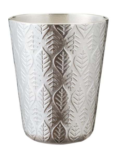 Tumbler with leaf design, white