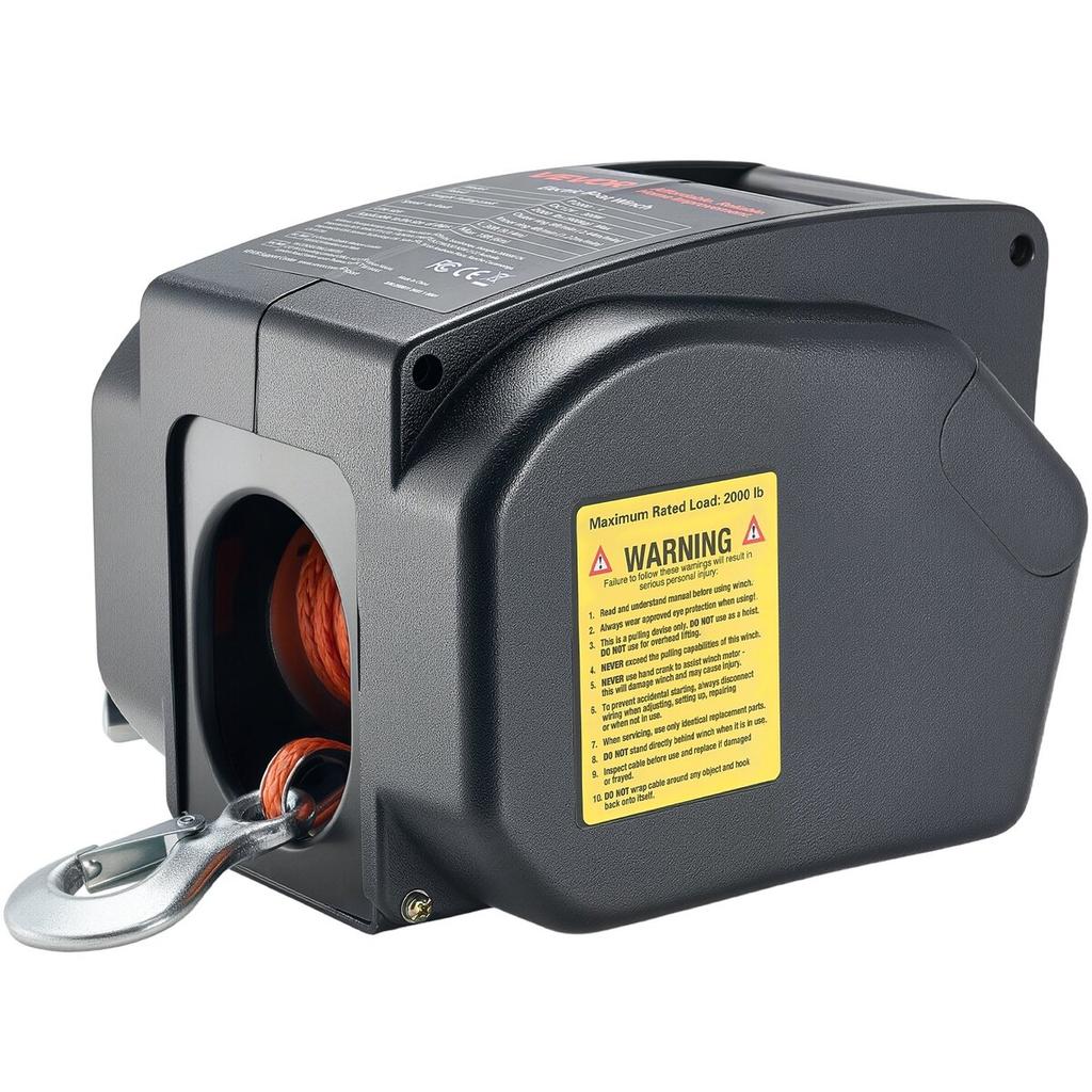 Verricello Elettrico per Barca, 12V CC 300W, Verricello Elettrico Reversibile per Rimorchio per Barche Fino a 900 kg, Avvolgimento Motorizzato, Svolgimento Motorizzato e Funzionamento a Ruota Libera per Barche