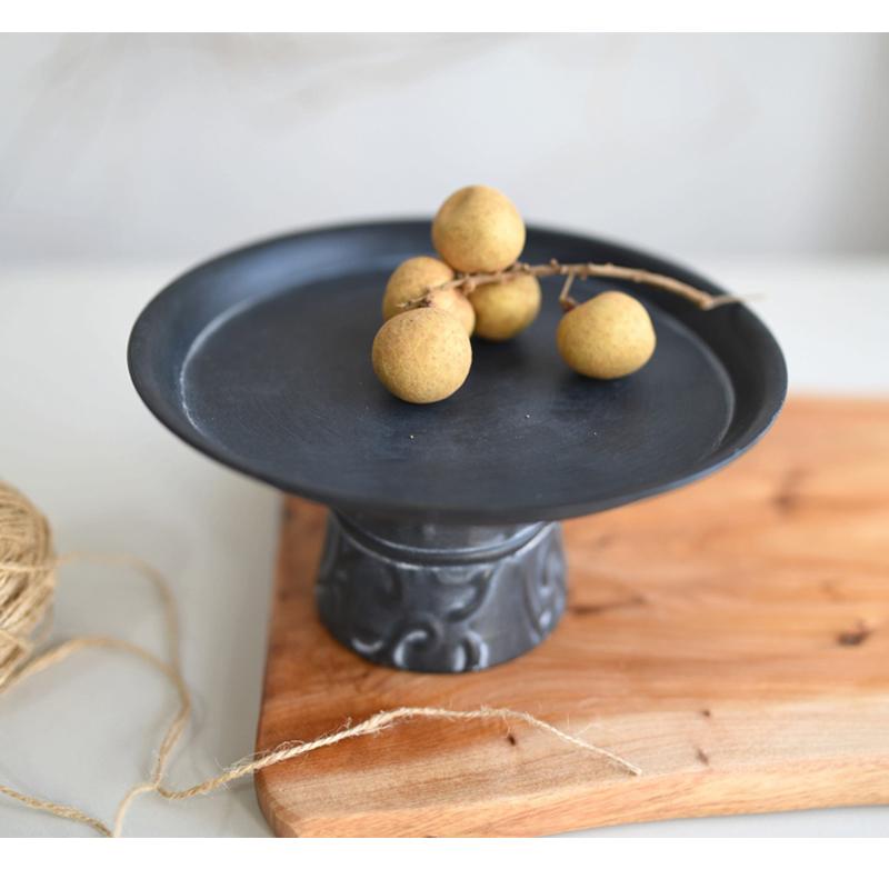 Wrought Iron Tall Tray Old Retro Gray Bread Fruit Plate Storage Tray Still Life Gourmet Photography Dessert Table