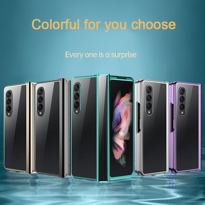 Hinge Full Protect Capa For Samsung Galaxy Z Fold 4 5g Case Ultra Thin Plating Transparent Shockproof Cover For Samsung Z Fold4