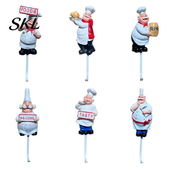 Adhesive Bathroom Hook Cute Chef Shape Hook, Strong Resin Kitchen Wall No Punch Fun Decoration Backing Decorative for Home Hang Utensils Dishcloths