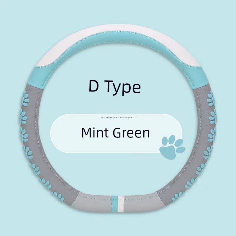 

Car Steering Wheel Cover Cartoon Female Silicone Cute Cat s Paw BYD Dolphin Han Song Qin Non Slip All Year Round Non-Slip Steering Wheel Cover Mint Green D Type