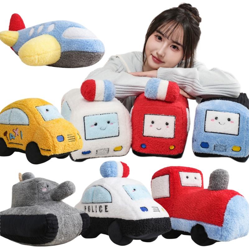 Stuffed Varipus Transportation Cars Plush Toys Polices Car Ambulance Taxi Tank Fire Engine Airplane Train Birthday Gift for Boy