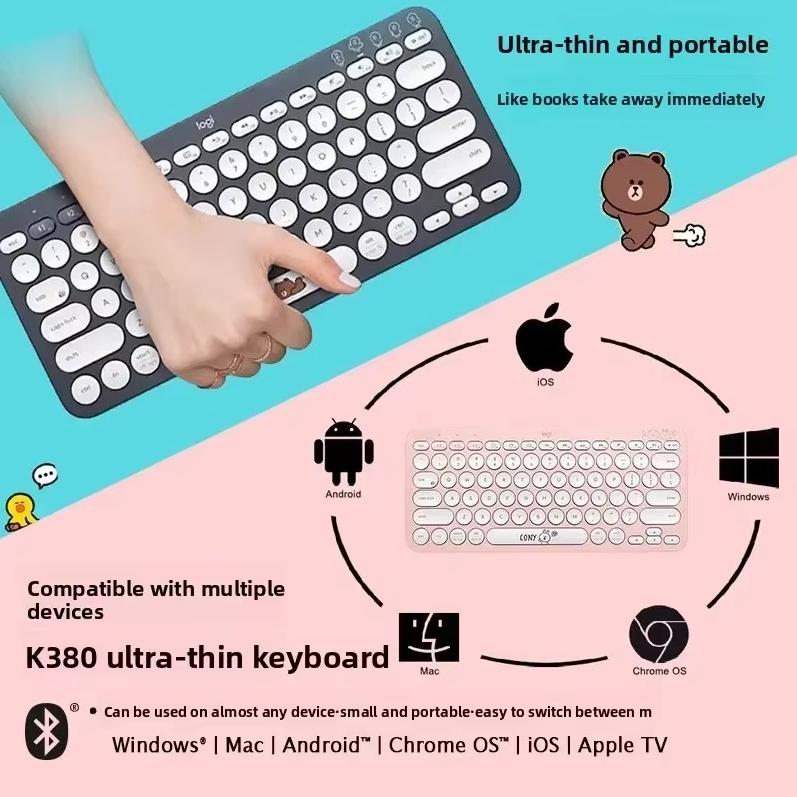 Logitech K380 Bluetooth Keyboard Laptop Phone iPad Tablet MAC Thin Film Keyboard Ultra Thin Portable Office Keyboard