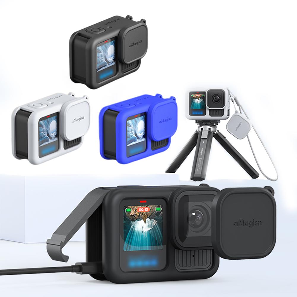 

Силиконовый чехол-рукава, пылезащитный силиконовый чехол-рукава с крышкой объектива и шнурком, полное покрытие камеры для Go Pro Hero 13 синий