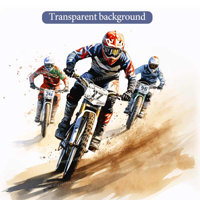 Motocross Watercolor Dirt Bike Rider Wall Stickers Living Room Sofa Background Decoration Wallpaper For Home Decor Boy Room Art Decals Sticker M1495