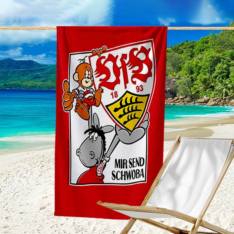 Asciugamano da Spiaggia in Microfibra Celebrativo VfB Stuttgart, Leggero e Asciugatura Rapida, per Viaggi Estivi, Essenziale per la Spiaggia, Piscina All'aperto