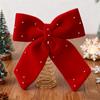 Velvet Christmas Tree Topper Bow Red Plush Bow with Metal Frame Base Festive Holiday Decor for Home Party Display