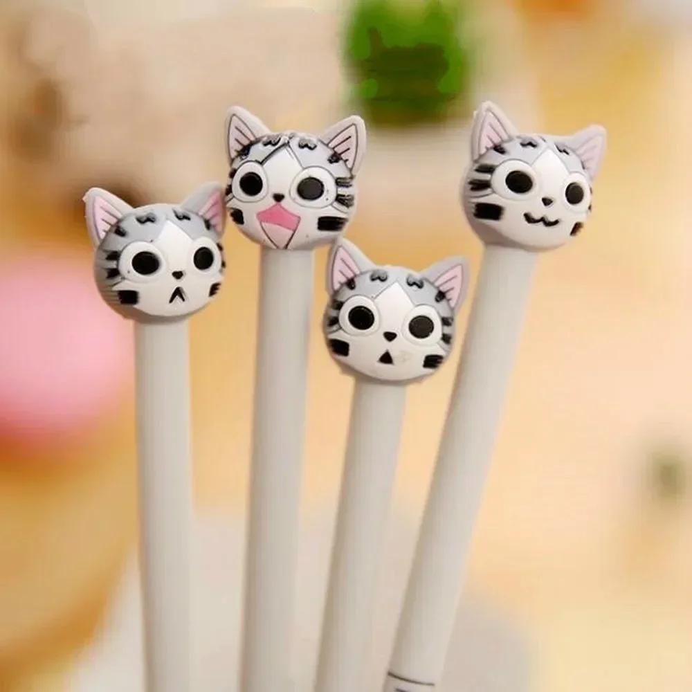 4pcs Cartoon Cute Cat Pen Korean Student Stationery Advertising Creative Bent School Office Writing Supplies Gel Birthday Gift