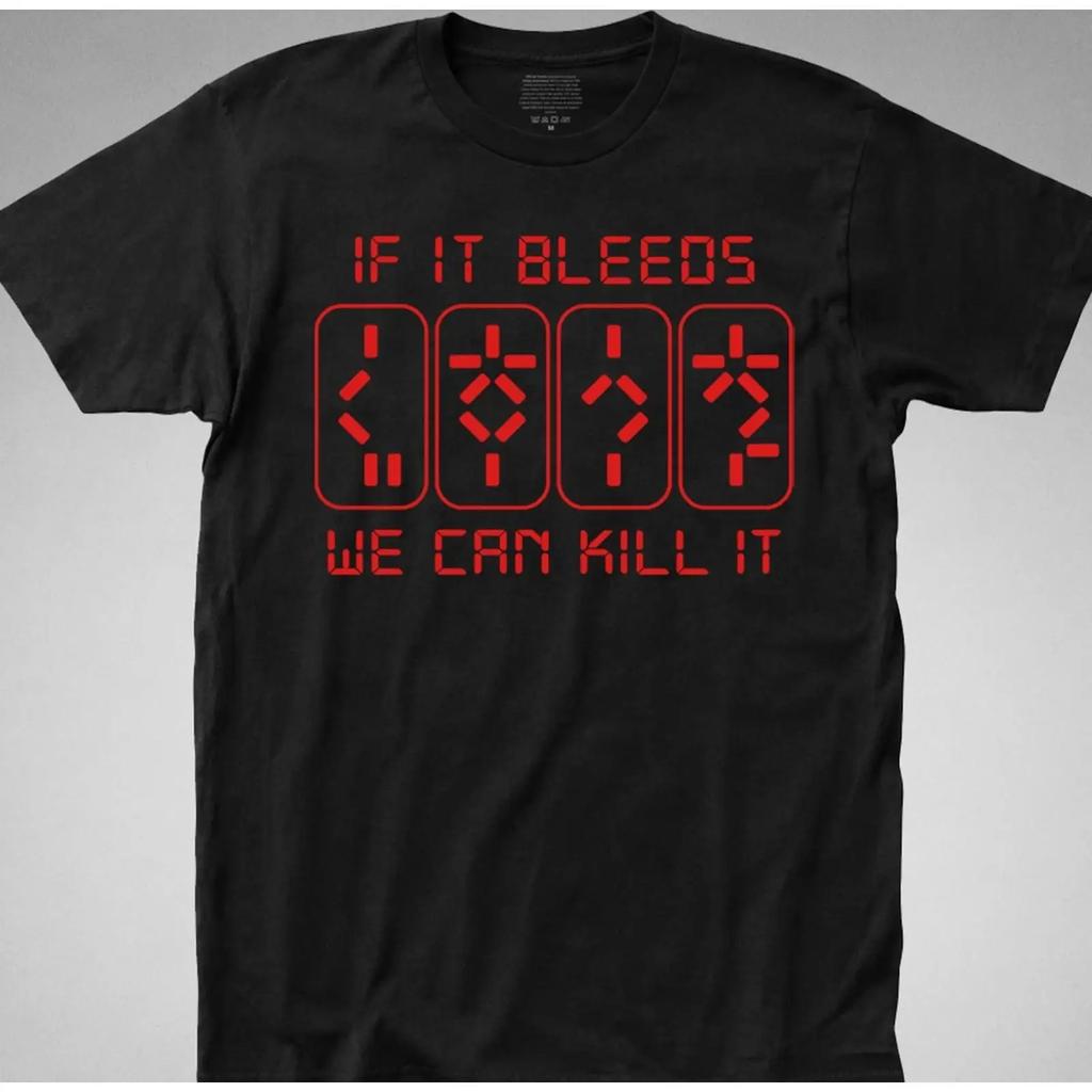 If It Bleeds We Can Kill T Shirt Predator Alien V Aliens Movie Retro 80s 1987 Vintage Fashion Soft Slightly Versatile
