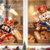 Seasonal Home Window Decor Christmas Static Clings, Removable Glass Decals, Snowman Santa Reindeer Nutcracker Office Store Displays with Snowflakes,