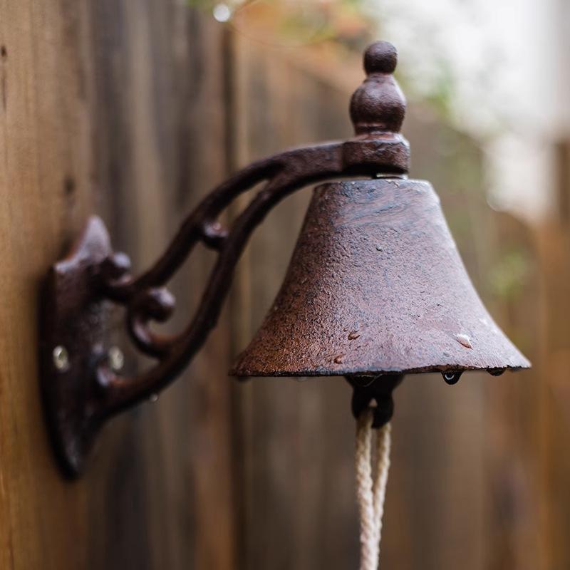 WTEMPO 1PC Retro Rustic Style Metal Outdoor Courtyard Plank Wall Decoration Door Bell Welcome Home Door Bell