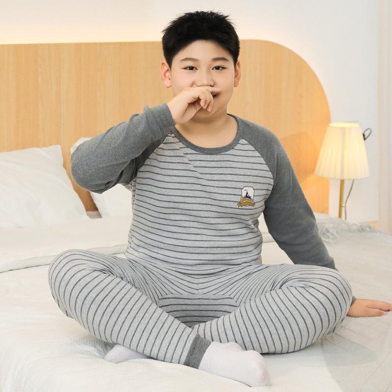 Teen Cotton Wool Pajama Set - Warm Autumn/Winter Underwear for Boys & Students