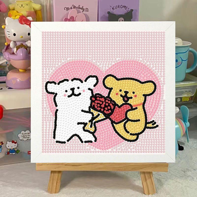 Ins Line Puppy Diamond Painting DIY Cute Cartoon Handmade Educational Gift for Kids