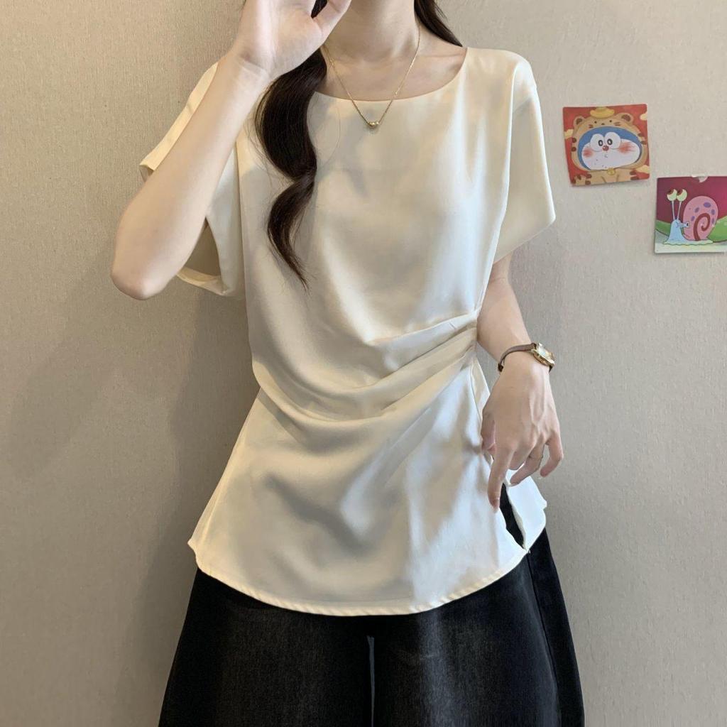 Plus Size Flutter Sleeve Slimming Summer Top - Women's Trendy Loose Fit