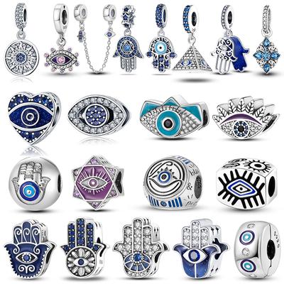 925 Silver Protective Hamasa Hand Of Fatima Maria Miriam Charms Fit Bracelet 