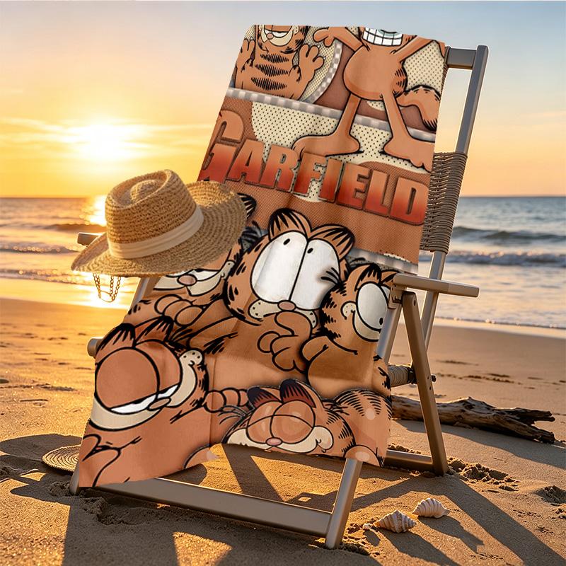 Garfield Print Beach Towel Design, Soft, Lightweight. for Home Bathroom, Spa, Pool, Yoga, Surfing, Camping, Gift for Family, Friend