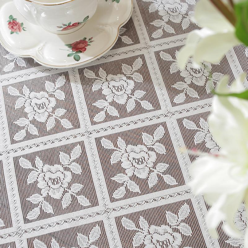 Antique Embroidered Lace Tablecloth Solid Color Elegant FlowerPolyester Square Tablecloth Wedding Dining Room Decor Aesthetic