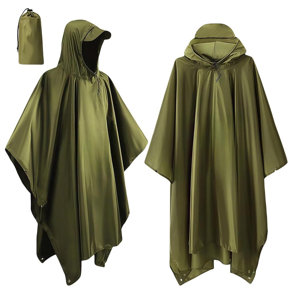 HeiDiga Multifunktioneller Regen Groß für mit Aufbewahrung Einheitsgröße Passt Langlebige Regenausrüstung für Draußen und Grün Herren 3-in-1 Poncho, Größe, Roller,