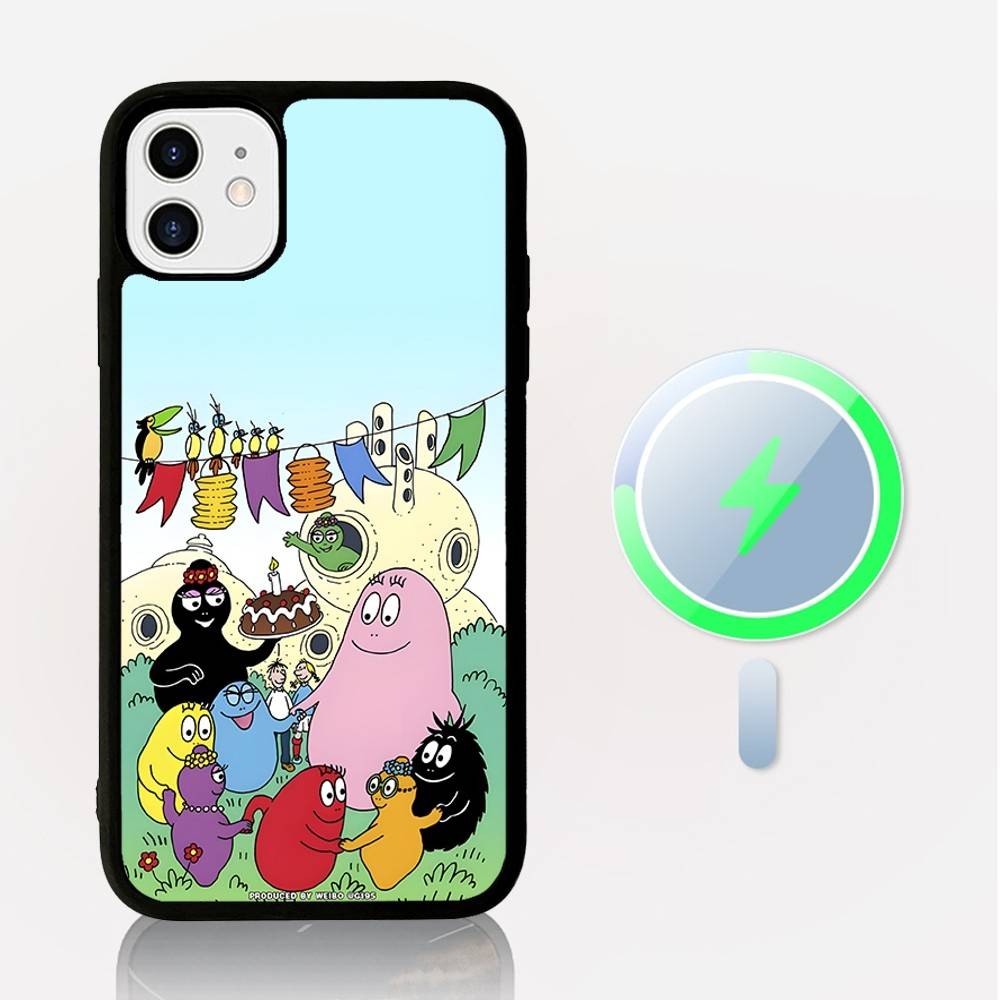 Cartoon Barbapapa Magnetic Wireless Phone Case For IPhone 17 16 15 14 Plus 13 12 11 Pro Max
