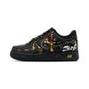 Nike Air Force 1 Golden Horse Brings Fortune Abrasion Resistant Low top Skateboard Shoes Unisex Black Gold CW2288-001(Team827-)