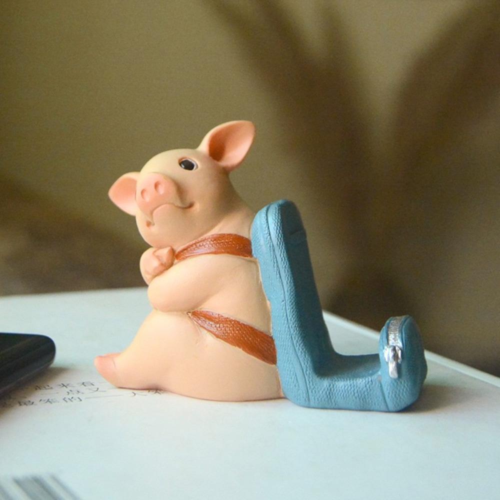 Animal Figurines Panda Desk Mobile Phone Holder Ornament Pig Backpack Model Toy  Phone Accessories