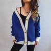 New Autumn and Winter Contrasting Cardigan Sweater, Street Style Loose Knit Sweater 3566 EMA