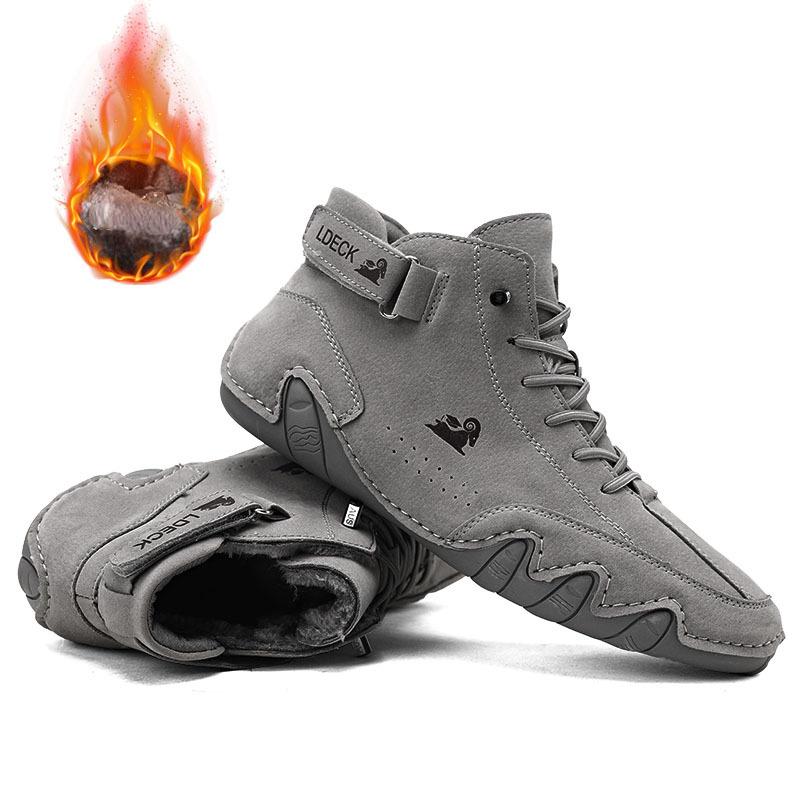 Fashion 2024 Men's Shoes Casual Shoes Ankle Boots Retro Winter Warm Plush Men Shoes Flat Lace Up Non-slip Trend Short Snow Boots