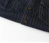 Men's Casual Retro Striped Denim Shirt Jacket - Long-Sleeved, Loose Fit for Spring and Autumn