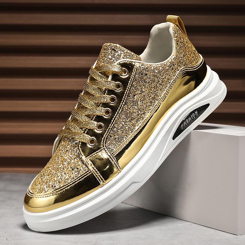 Spring Fall New Couple Casual Shoes Sequins Designer Versatile Breathable Platform Sneakers Men's Muffin Board Tennis Shoes