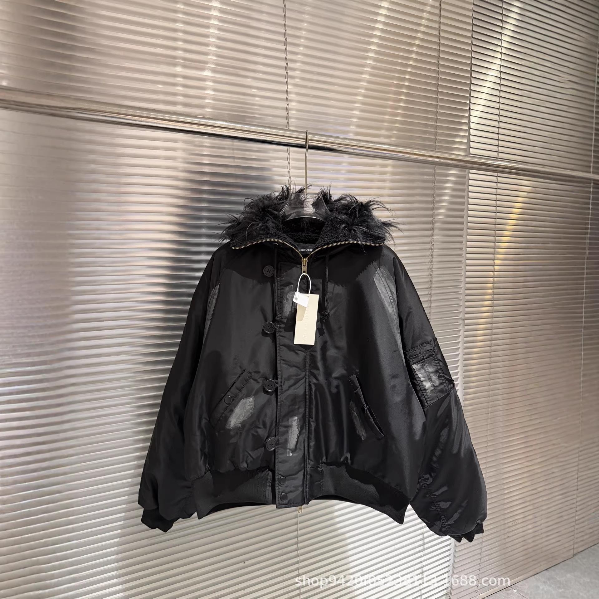 Зимняя куртка-бомбер G@RAILZ 2025 Унисекс Хлопковая куртка-бомбер с потертостями и меховым воротником L