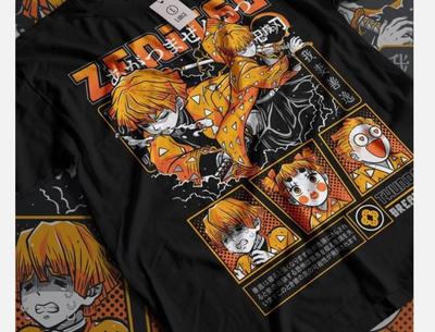 Agatsuma Zenitsu Demon Slayer Anime Manga Tanjiro Kimetsu No Yaiba T-Shirt