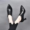 Damen High Heels 2025 Herbst neue schwarze Rindsleder spitze dünne hohe Absätze tiefer Ausschnitt Einzelne Schuhe Damen professionelle vier Jahreszeiten Lederschuhe