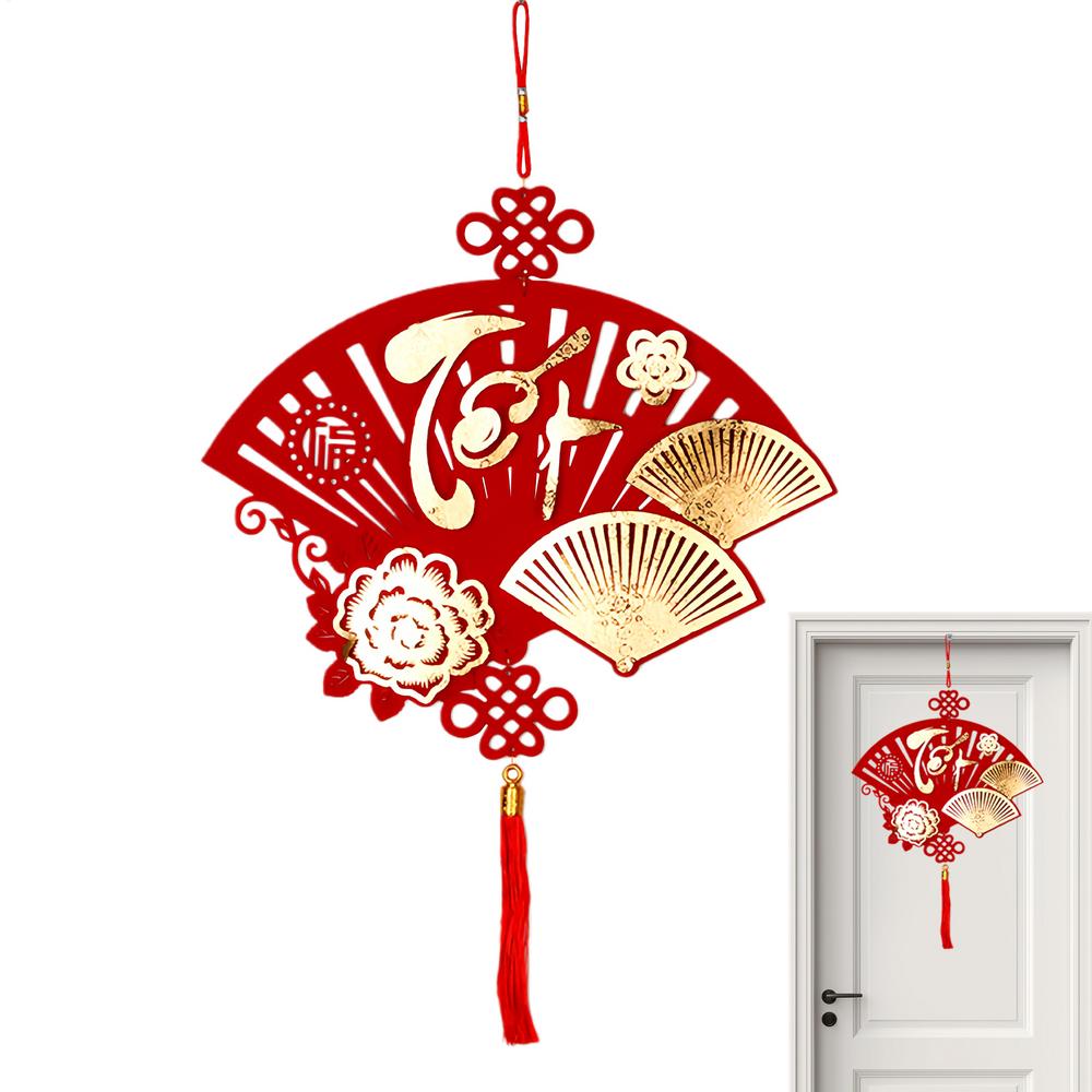 Spring Festival Decorations Chinese Good Luck Pendant 2026 Flocking Tree Ornaments Festival Charm For Home Office Car Door Wall