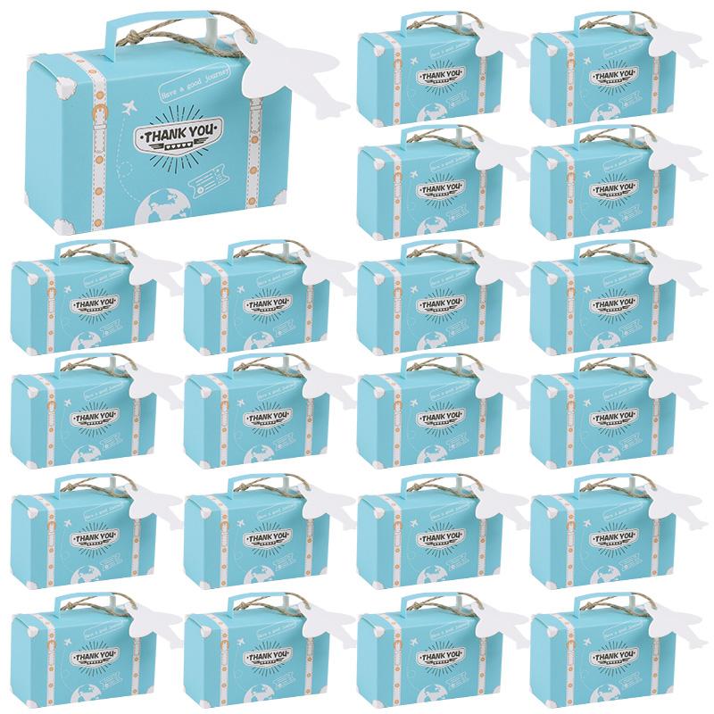 

10/30Pcs Thank You Suitcase Gift Box Baby Shower Candy Chocolate Packaging Box Kids Bithday Party Supplies Travel Wedding Favors 10Pcs синий
