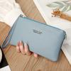 Carteira Longa Ultrafina Feminina Simples e Fashion Cor Sólida Couro PU Carteira com Zíper Grande Capacidade Bolsa de Mão Portátil