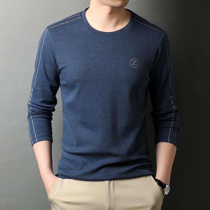 Primavera Nuovo Stile Coreano Stampa Trendy T-shirt da Uomo Moda Girocollo Base Manica Lunga T-shirt Top da Uomo