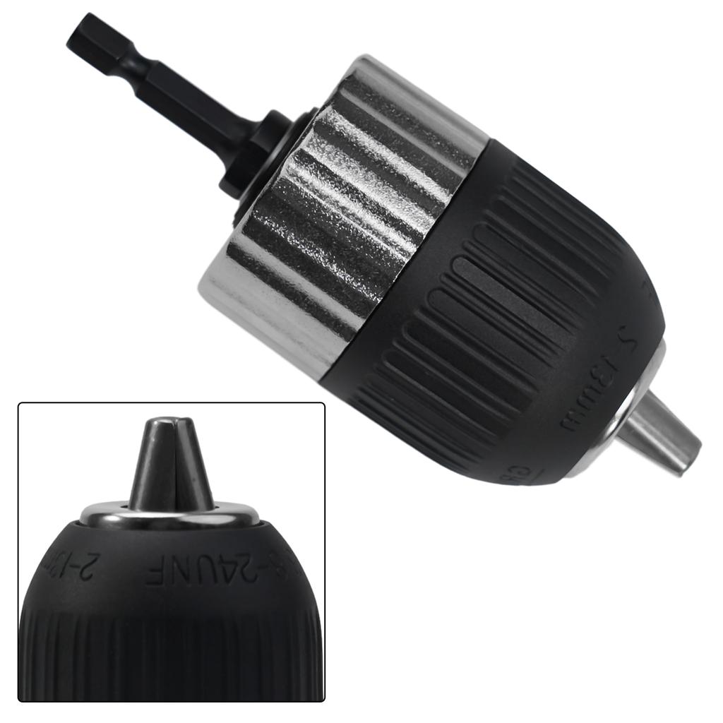 Self-Locking Keyless Drill Chuck 2-13mm With Hex Shank Adapter For Electric Drills 3/8-24UNF 107x43mm