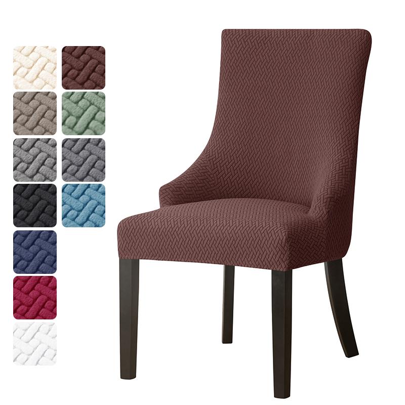 Jacquard Dining Chair Covers Elastic High Back Sloping Chair Cover Strech Accent Wedding Chairs Seat Slipcover for Home Party