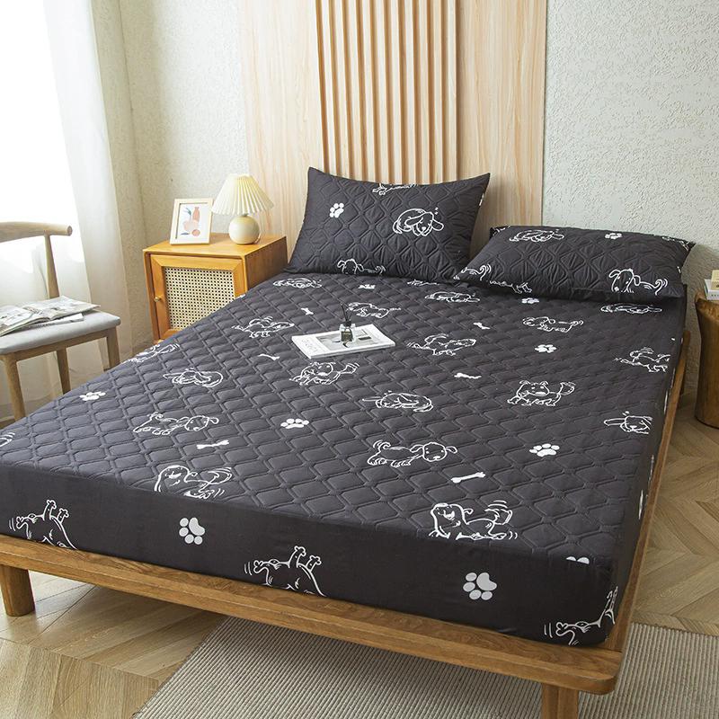 Waterproof Fitted Bed Sheet with 360 Elastic Band Quilted Mattress Protector Cover for Single Double King Queen Size Bedsheet